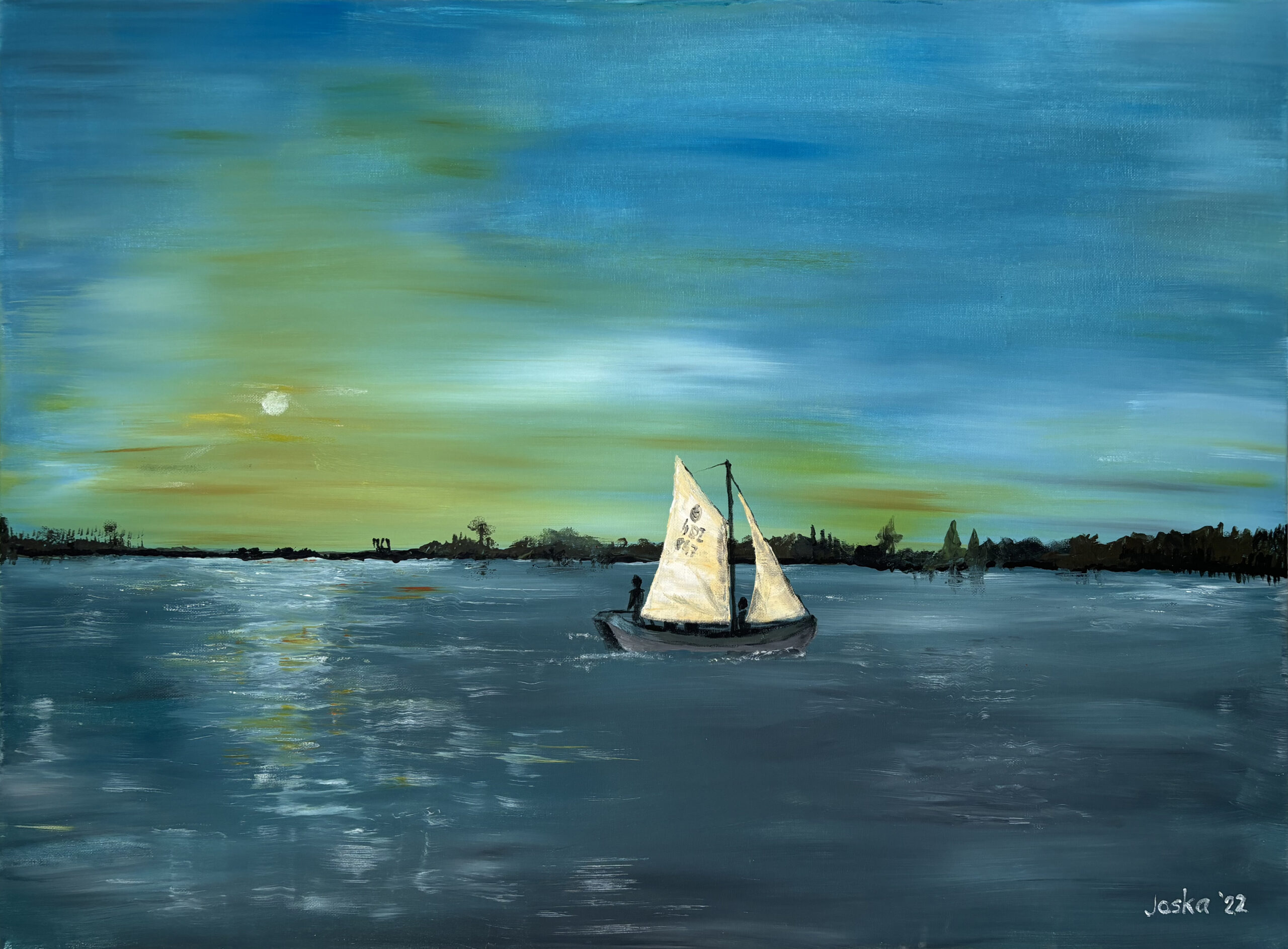 schilderij 2023 sailing sunset